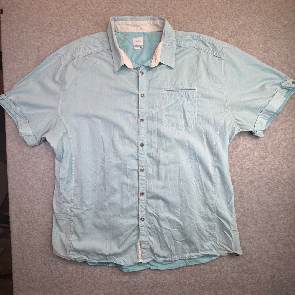 JB Holt Shirt Mens XXXL Athletic Fit Short Sleeve Button Down‎ Shirt Blue 3XL